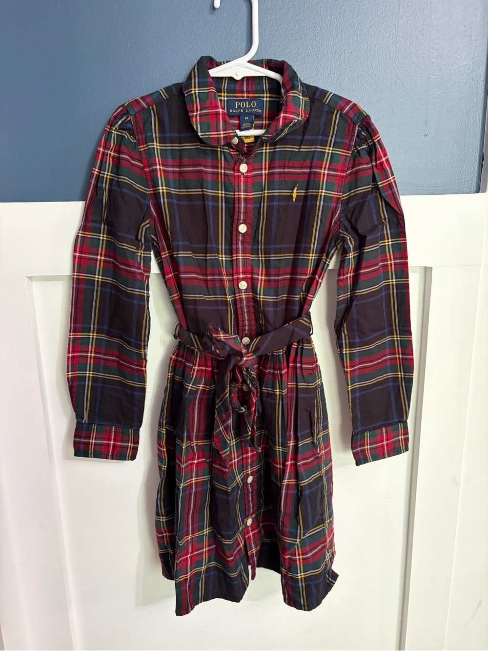 Polo Ralph Lauren Girls' Tartan Plaid Long-Sleeve Shirt Dress Size 6X